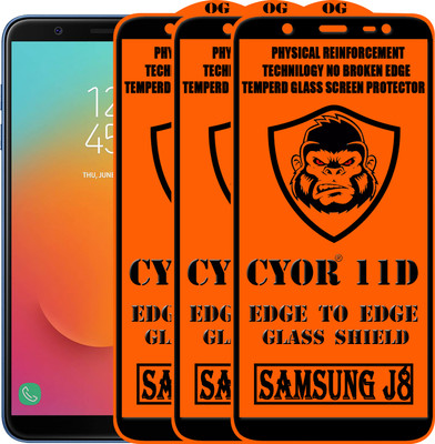 CYOR Edge To Edge Tempered Glass for Samsung Galaxy J8(Pack of 3)