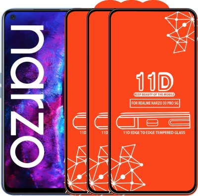 Qyist Edge To Edge Tempered Glass for Realme Narzo 30 Pro 5G(Pack of 3)