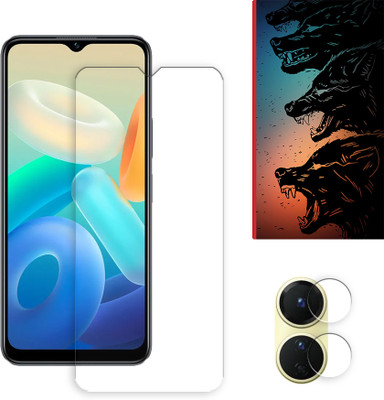 SOMTONE Edge To Edge Tempered Glass for vivo Y16 4G Tempered Glass Screen Protector | Anti-Scratch | Edge to Edge Full Coverage | 9H Hardness ( 1 FRONT SCREEN GUARD + 1 CAMERA LENS PROTECTOR + 1 FREE BACK EMBOSSED SKIN061 )(Pack of 1)