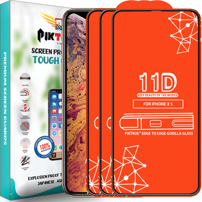 PikTrue Edge To Edge Tempered Glass for Apple iPhone XS(Pack of 3)