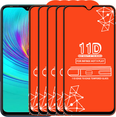 Qyist Edge To Edge Tempered Glass for Infinix Hot 9 Play(Pack of 5)