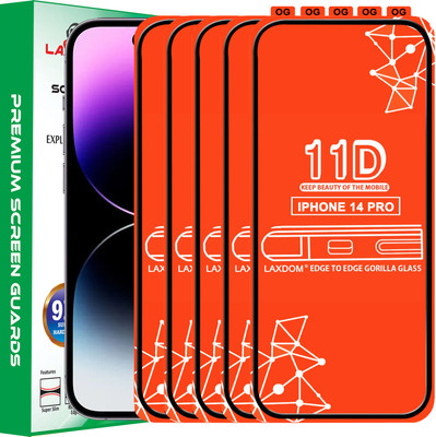 Laxdom Edge To Edge Tempered Glass for APPLE IPHONE 14 PRO(Pack of 5)