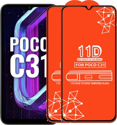 Qyist Edge To Edge Tempered Glass for Poco C31(Pack of 2)