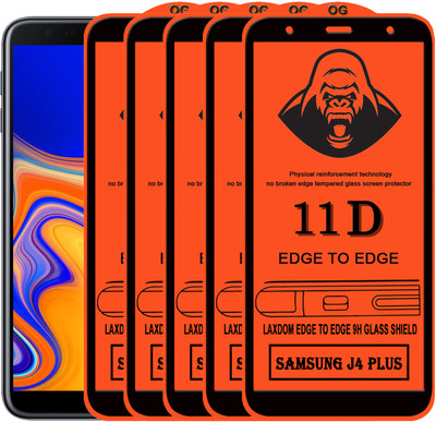 Laxdom Edge To Edge Tempered Glass for SAMSUNG GALAXY J4 PLUS(Pack of 5)