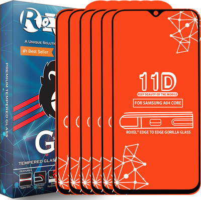 Roxel Edge To Edge Tempered Glass for Samsung A04 Core(Pack of 6)