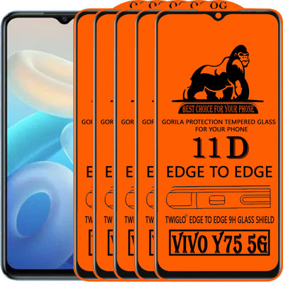 TWIGLO Edge To Edge Tempered Glass for VIVO Y75 5G(Pack of 5)