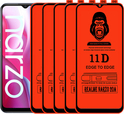 Laxdom Edge To Edge Tempered Glass for REALME NARZO 20A(Pack of 5)