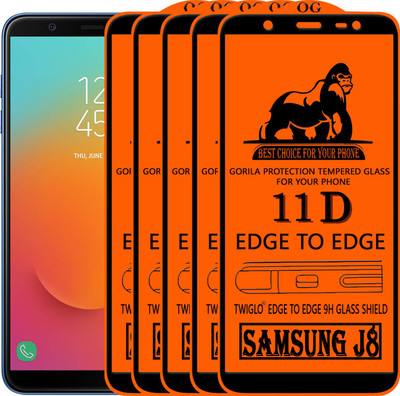 TWIGLO Edge To Edge Tempered Glass for Samsung Galaxy J8(Pack of 5)