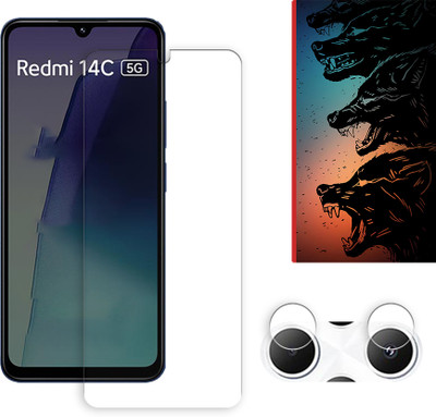 ARBAN Edge To Edge Tempered Glass for Xiaomi Redmi 14C 5G Tempered Screen Protector | Anti-Scratch | Edge to Edge Full Coverage | 9H Hardness ( 1 FRONT SCREEN GUARD + 1 CAMERA LENS PROTECTOR + 1 FREE BACK EMBOSSED SKIN061 )(Pack of 1)