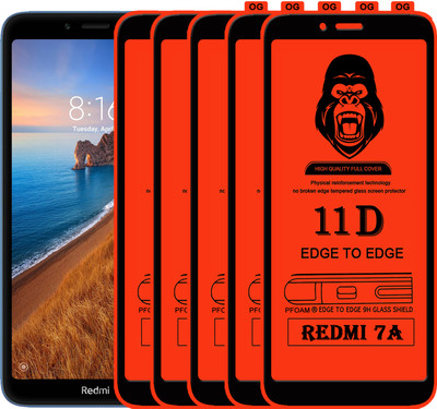 Laxdom Edge To Edge Tempered Glass for REDMI 7A(Pack of 5)