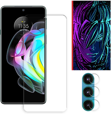 SOMTONE Edge To Edge Tempered Glass for Motorola Edge 20 5G Tempered Glass Screen Protector | Anti-Scratch | Edge to Edge Full Coverage | 9H Hardness (1 FRONT SCREEN GUARD + 1 CAMERA LENS PROTECTOR + 1 FREE BACK EMBOSSED SKIN002)(Pack of 1)