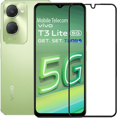 RRMOBILES Edge To Edge Tempered Glass for vivo T3 Lite 5G, (With Full Cover Camera & Sensor Screen Guard)(Pack of 1)
