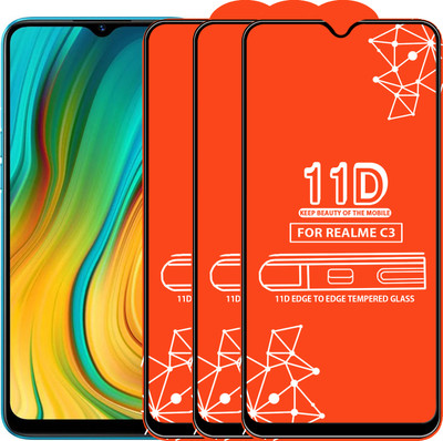 Roxel Edge To Edge Tempered Glass for Realme C3(Pack of 3)
