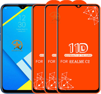 SEVEN7STAR Edge To Edge Tempered Glass for Realme C2(Pack of 3)