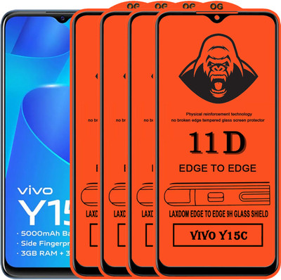 Laxdom Edge To Edge Tempered Glass for VIVO Y15C(Pack of 4)
