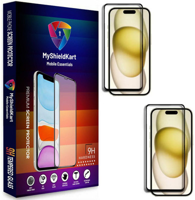MyShieldKart Edge To Edge Tempered Glass for iPhone 15 Pro (6.1 Inch)**DuraGlass**Millitary Grade-Anti Explosion-Tempered Glass/Full Screen Coverage-Edge to Edge/9H Hardness/With Easy Installation Kit(Pack of 2)