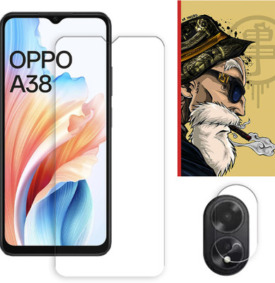 ARBAN Edge To Edge Tempered Glass for Oppo A38 4G Tempered Glass Screen Protector | Anti-Scratch | Edge to Edge Full Coverage | 9H Hardness ( 1 FRONT SCREEN GUARD + 1 CAMERA LENS PROTECTOR + 1 FREE BACK EMBOSSED SKIN001 )(Pack of 1)