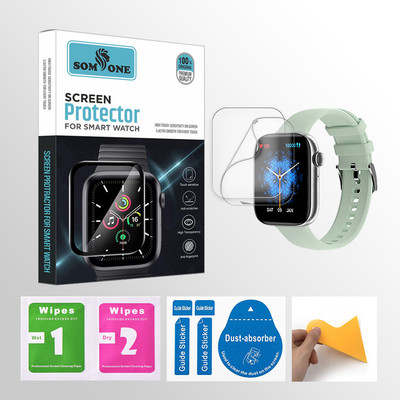 SOMTONE Edge To Edge Tempered Glass for Pebble Cosmos Max 1.81 inch Smartwatch 2 PROTECTOR + 2 WIPES + 2 DUST REMOVAL STICKER + 1 WIPER(Pack of 2)