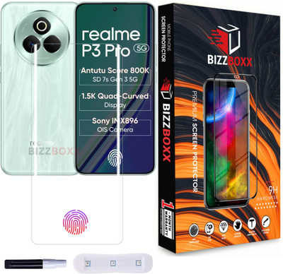 BizzBoxx Edge To Edge Tempered Glass for realme P3 Pro 5G, realme P3 Pro, realme P3Pro 5G, P3 Pro 5G, Fingerprint Working, Quad Curved Nano Fiber Guard, UV Glue Glass With Installation Kit(Pack of 1)