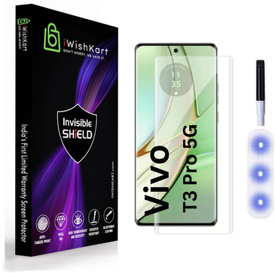 iWishKart Edge To Edge Screen Guard for vivo T3 Pro 5G, vivo T3Pro, UV Premium Military grade Edge to Edge Premium gorilla temper / tg black glass screenguard with UV Kit ( UV light, Glue, Wet & Dry Wipes ) [With Warranty] mobile ka gilas cover(Pack of 1)
