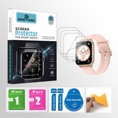SOMTONE Edge To Edge Tempered Glass for Amazfit Pop 2 Smartwatch 4 PROTECTOR + 4 WIPES + 4 DUST REMOVAL STICKER + 1 WIPER(Pack of 4) SOMTONE Edge To Edge Tempered Glass for Amazfit Pop 2 Smartwatch 4 PROTECTOR + 4 WIPES + 4 DUST REMOVAL STICKER + 1 WIPER(Pack of 4)