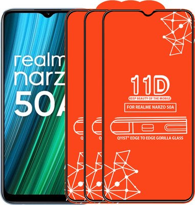 Qyist Edge To Edge Tempered Glass for Realme Narzo 50A(Pack of 3)