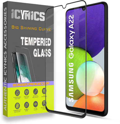 ICYNICS Edge To Edge Tempered Glass for Samsung Galaxy A22 4G, Anti-Fingerprint, Waterproof, Oil-resistant, Bubble-Free, Anti-Static, Scratch Resistant Full Coverage with Wooden box to ensure safety(Pack of 1)