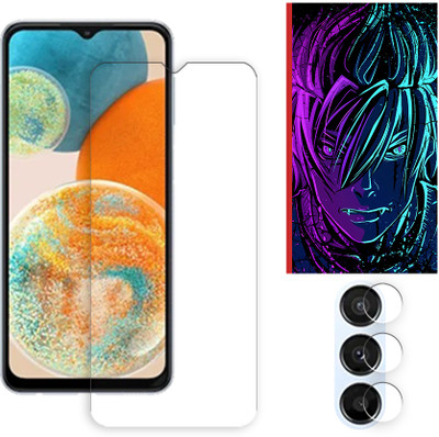 SOMTONE Edge To Edge Tempered Glass for Samsung Galaxy A23 4G Tempered Glass Screen Protector | Anti-Scratch | Edge to Edge Full Coverage | 9H Hardness (1 FRONT SCREEN GUARD + 1 CAMERA LENS PROTECTOR + 1 FREE BACK EMBOSSED SKIN002)(Pack of 1)