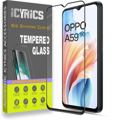 ICYNICS Edge To Edge Tempered Glass for Oppo A59 5G, Anti-Fingerprint, Waterproof, Oil-resistant, Bubble-Free, Anti-Static with Full Screen Coverage & Easy Installation(Pack of 1)