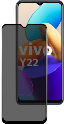 HUPSHY Edge To Edge Tempered Glass for VIVO Y22 (Privacy Glass)(Pack of 1)