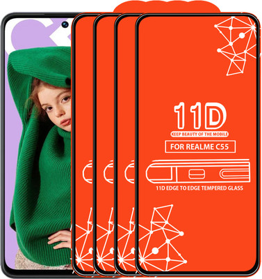 Qyist Edge To Edge Tempered Glass for Realme C55(Pack of 4)