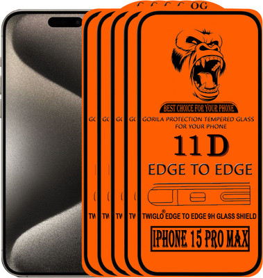 TWIGLO Edge To Edge Tempered Glass for IPHONE 15 PRO MAX(Pack of 5)
