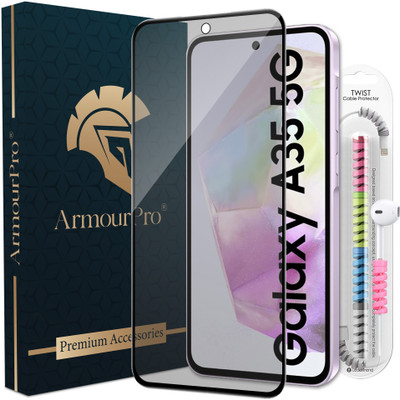 ArmourPro Edge To Edge Tempered Glass for Samsung Galaxy A35 5G, Samsung A35 5G, Samsung Galaxy A55 5G, Samsung M35 5G, Matte OG Tempered Glass with Cable Protector(Pack of 1)