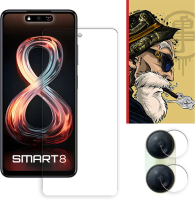 ARBAN Edge To Edge Tempered Glass for Infinix Smart 8 4G Tempered Glass Screen Protector | Anti-Scratch | Edge to Edge Full Coverage | 9H Hardness ( 1 FRONT SCREEN GUARD + 1 CAMERA LENS PROTECTOR + 1 FREE BACK EMBOSSED SKIN001 )(Pack of 1)