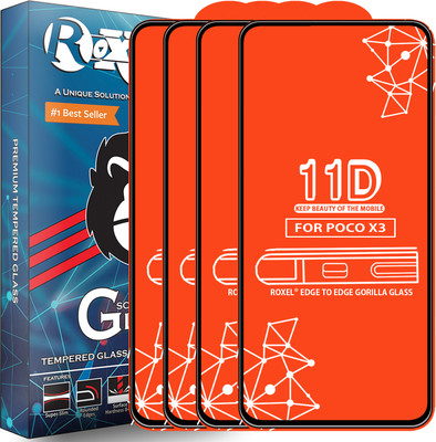 Roxel Edge To Edge Tempered Glass for Poco X3(Pack of 4)