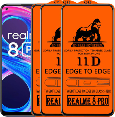 TWIGLO Edge To Edge Tempered Glass for REALME 8 PRO(Pack of 3)