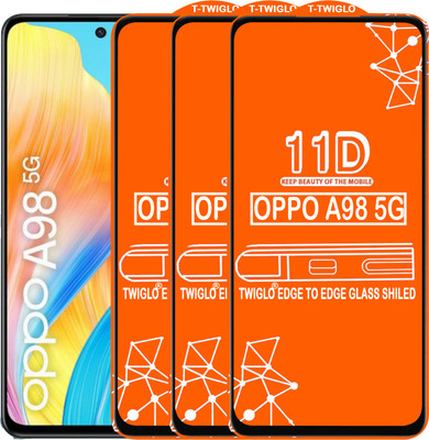 TWIGLO Edge To Edge Tempered Glass for OPPO A98 5G(Pack of 3)