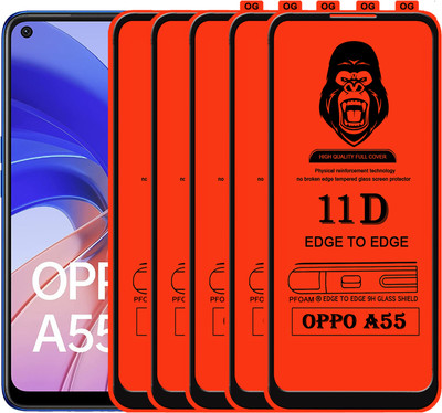 Laxdom Edge To Edge Tempered Glass for OPPO A55(Pack of 5)