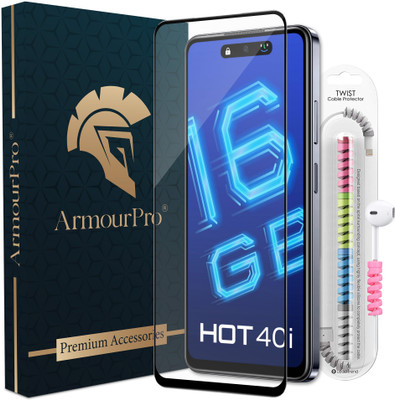 ArmourPro Edge To Edge Tempered Glass for Infinix Hot 40i 5G, Infinix Hot 40i, OG Tempered Glass with Cable Protector(Pack of 1)