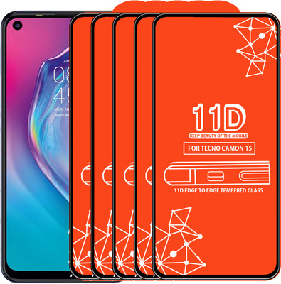 Roxel Edge To Edge Tempered Glass for Tecno Camon 15(Pack of 5)