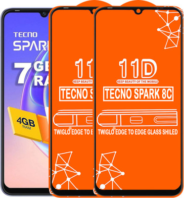 TWIGLO Edge To Edge Tempered Glass for TECNO SPARK 8C(Pack of 2)