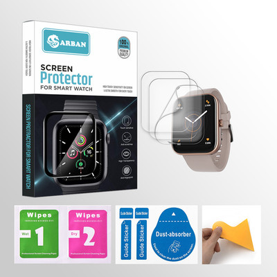 ARBAN Edge To Edge Tempered Glass for boAt Wave Electra 1.81 inch Smartwatch 3 PROTECTOR + 3 WIPES + 3 DUST REMOVAL STICKER + 1 WIPER(Pack of 3)