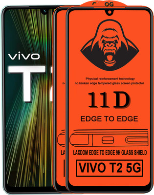 Laxdom Edge To Edge Tempered Glass for VIVO T2 5G(Pack of 2)