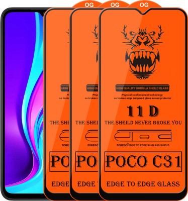 Forego Edge To Edge Tempered Glass for Poco C31(Pack of 3)