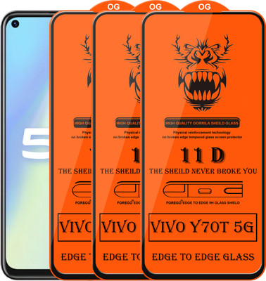 Forego Edge To Edge Tempered Glass for Vivo Y70T(Pack of 3)