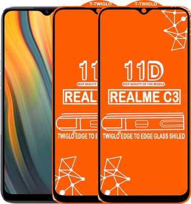 TWIGLO Edge To Edge Tempered Glass for REALME C3(Pack of 2)