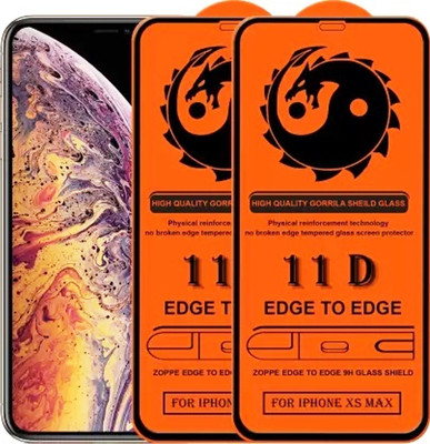 1DOLLAR Edge To Edge Tempered Glass for Apple iPhone XS Max--9H Grade-Tempered Glass/Full Screen Coverage-Edge to Edge/9H Hardness/With Easy Installation Kit(Pack of 2)