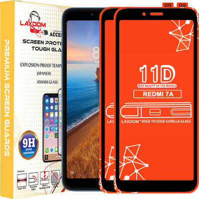 Laxdom Edge To Edge Tempered Glass for REDMI 7A(Pack of 2)