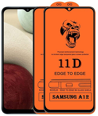 1DOLLAR Edge To Edge Tempered Glass for Samsung Galaxy A12 - (9H-Hardness)(Pack of 2)