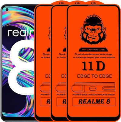 NIMMIKA ENTERPRISES Edge To Edge Tempered Glass for REALME 8(Pack of 3)